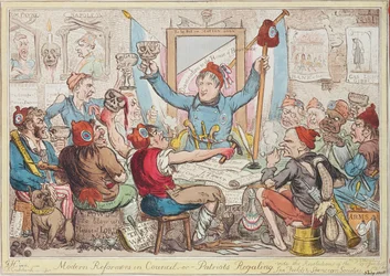 Moderne Reformer im Rat - oder - Patrioten beim Schmausen, 1818